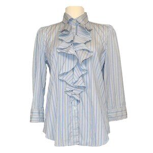 Ralph Lauren 3/4 Sleeve Feminine Ruffle Shirt Women Size Medium New With Tag